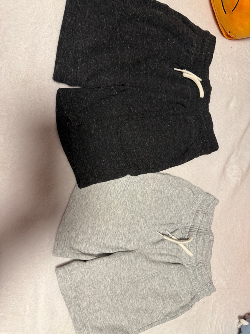 Kids Knit Drawstring Shorts - Black & Light Gray